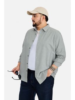 Snitch - Men Olive Gingham Full Sleeves Regular Fit Casual Plus Size Shirt