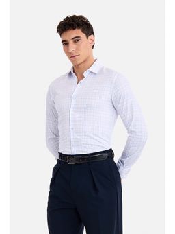 Snitch - Men White Micro Checks Full Sleeves Slim Formal Luxe Shirt