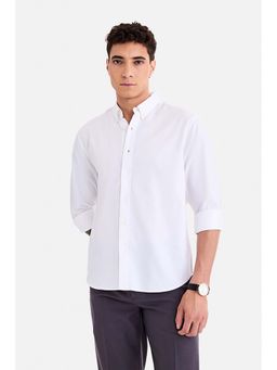 Snitch - Men White Solid Full Sleeves Regular Fit Casual Shirt