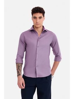 Snitch - Men Purple Solid Full Sleeves Slim Semi Formal Shirt