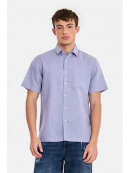 Snitch - Men Lavender Solid Half Sleeves Regular Fit Shirt