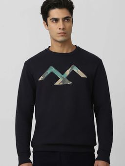 Mufti - Men Navy Blue Graphic Printed Sweatshirt