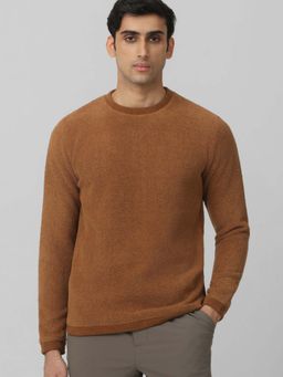 Mufti - Men Brown Solid Full Sleeves Sweatshirt