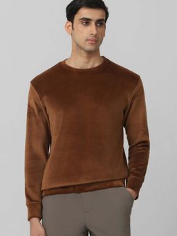 Mufti - Men Brown Solid Full Sleeves Sweatshirt
