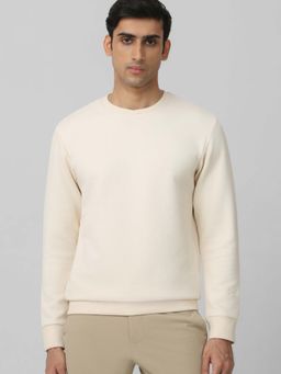Mufti - Men Off White Textured Full Sleeves Sweatshirt