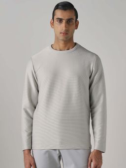 Mufti - Men Light Grey Textured T-shirt