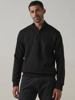 Mufti - Men Black Solid Full Sleeves Sweatshirt