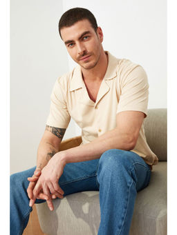 Trendyol - Man Beige Casual Shirt