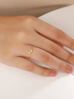 Mia by Tanishq - Letter V 14Kt Yellow Gold Initial Ring (14)