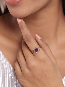 Mia by Tanishq - Aurora'S Embrace 14Kt Amethyst and Diamond Finger Ring (13)