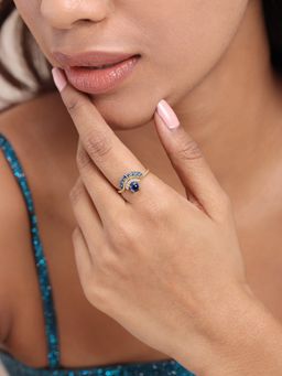 Mia by Tanishq - Bubbly Bliss 14Kt Diamond and London Blue Topaz Finger Ring (13)