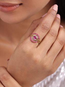 Mia by Tanishq - Red Elixir 14Kt Ruby and Diamond Finger Ring (14)
