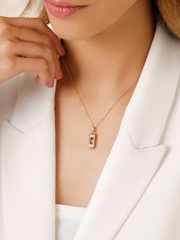 Mia by Tanishq - Guardian'S Ethereal Waters Blue Topaz 18Kt Pendant with Chain