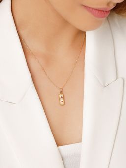 Mia by Tanishq - Guardian'S Frosty Allure White Topaz 18Kt Pendant with Chain