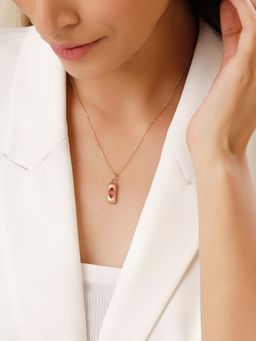 Mia by Tanishq - Graceful Guardian 18Kt Pink Tourmaline Pendant with Chain