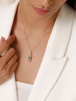 Mia by Tanishq - Spirited Elegance 18Kt Gold Chain Turquoise Pendant with Chain