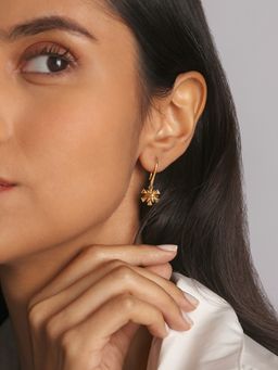 Mia by Tanishq - Twinkling Starscape 14Kt Hoop Earrings