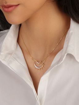 Mia by Tanishq - Twilight Crescent 14Kt Double Layered Necklace