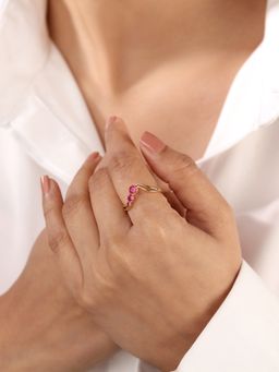 Mia by Tanishq - Phases Of The Moon Pink Sapphire 14Kt Finger Ring