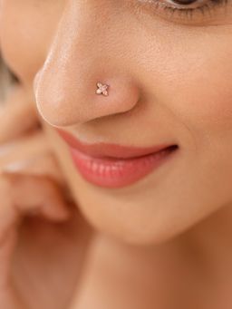 Mia by Tanishq - 14Kt Yellow Gold Dark Tsavorite Nose Pin