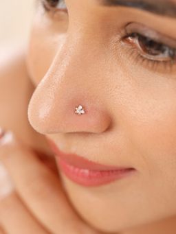 Mia by Tanishq - 14Kt Yellow Gold Gilded Blossoms Diamond Nose Pin