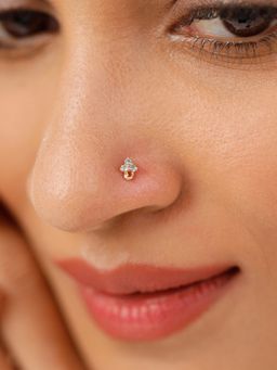 Mia by Tanishq - 14Kt Yellow Gold Blue Topaz Nose Pin