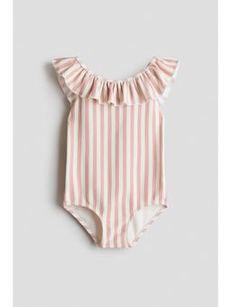 H&M - Girls Pink Frill-Trimmed Swimsuit