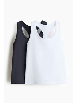 H&M - Girls White 2-Pack Sports Vest Tops With Drymove
