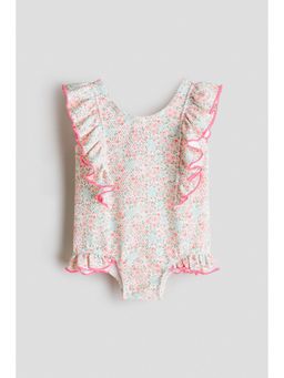 H&M - Girls Multi-Color Frill-Trimmed Swimsuit