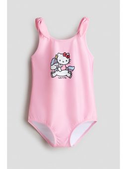 H&M - Girls Multi-Color Printed Knot-Detail Swimsuit
