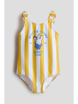H&M - Girls Yellow Printed Knot-Detail Swimsuit