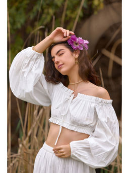 The Clothing Factory - White Off-Shoulder Crop Top