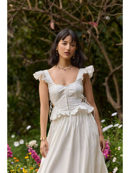 The Clothing Factory - White Chic Ruffle Poplin Top