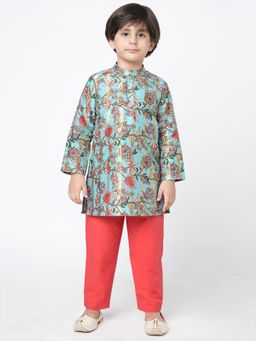 Lil Drama - Golden Weaves Blue Kurta with Pant (Set of 2)