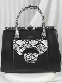 Mochi - Women Black Casual Handbag with Detachable Strap