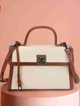 Metro - Women Beige Casual Handbag with Detachable Strap