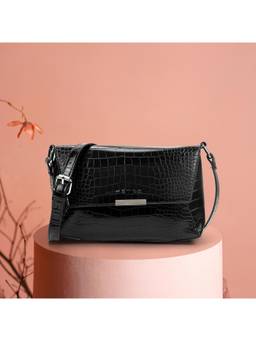 Metro - Women Black Casual Handbag with Detachable Strap