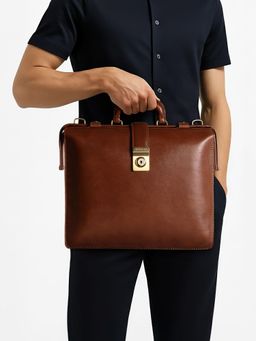 Hidesign - Patagonia 01 Men Tan Briefcase with Detachable Strap (L)