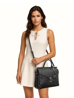 Hidesign - Kowloon 01 Women Black Messenger Bag with Detachable Strap (M)