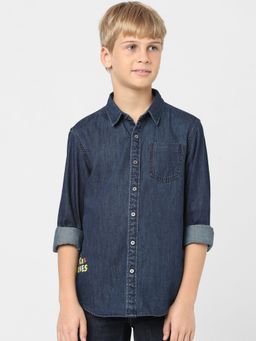 Jack & Jones Junior - Boys Blue Denim Full Sleeves Shirt