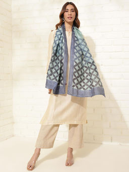 Fabindia - Grey Silk Printed Stole