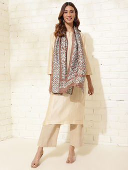 Fabindia - Beige Silk Batik Printed Stole
