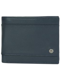Titan - Solid Leather Bifold Wallet in Color Navy Blue