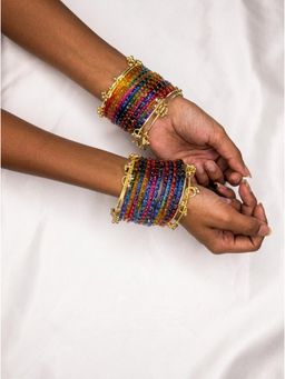 Gahan - Women 24 Multicolor Bangles with 8 Gold Plated Kashmiri Bangles Ghungroo Charms