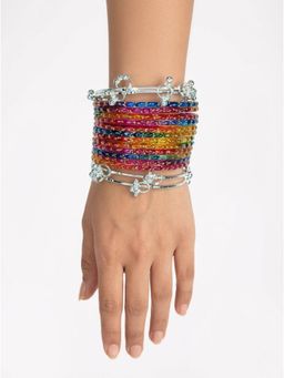 Gahan - Women 12 Multicolor Bangles with 4 Silver Plated Kashmiri Bangles Ghungroo Charms