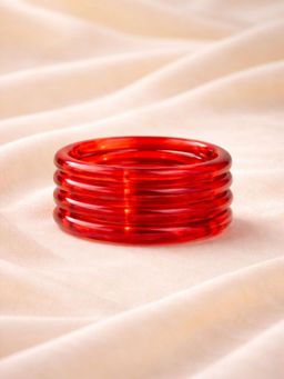 Gahan - Women Trendy Pack of 4 Red Crystal Glass Transparent Jelly Bangles