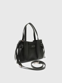 CARPISA ITALIA - Women Felce Black Solid Shoulder Bag with Detachable Strap (M)