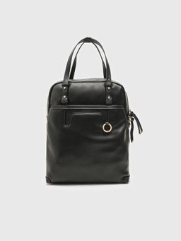 CARPISA ITALIA - Women Scilla Black Solid Handbag with Detachable Strap (L)