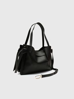 CARPISA ITALIA - Women Felce Black Shoulder Bag with Detachable Strap (L)