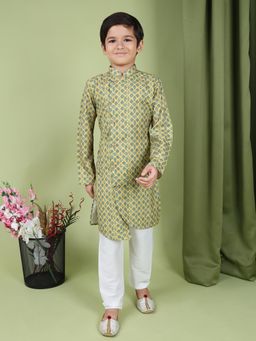 TABARD - Pure Cotton Printed Ethnic Kurta for Boys - Yellow
